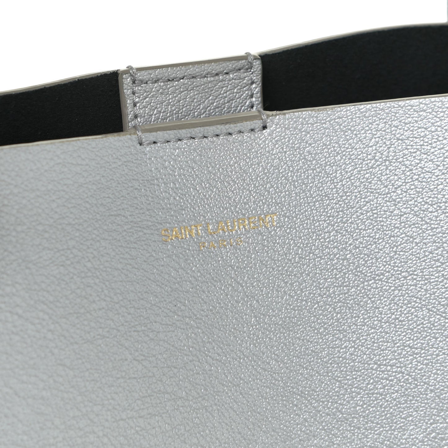 Metallic Calfskin Large Shopping Tote Silver