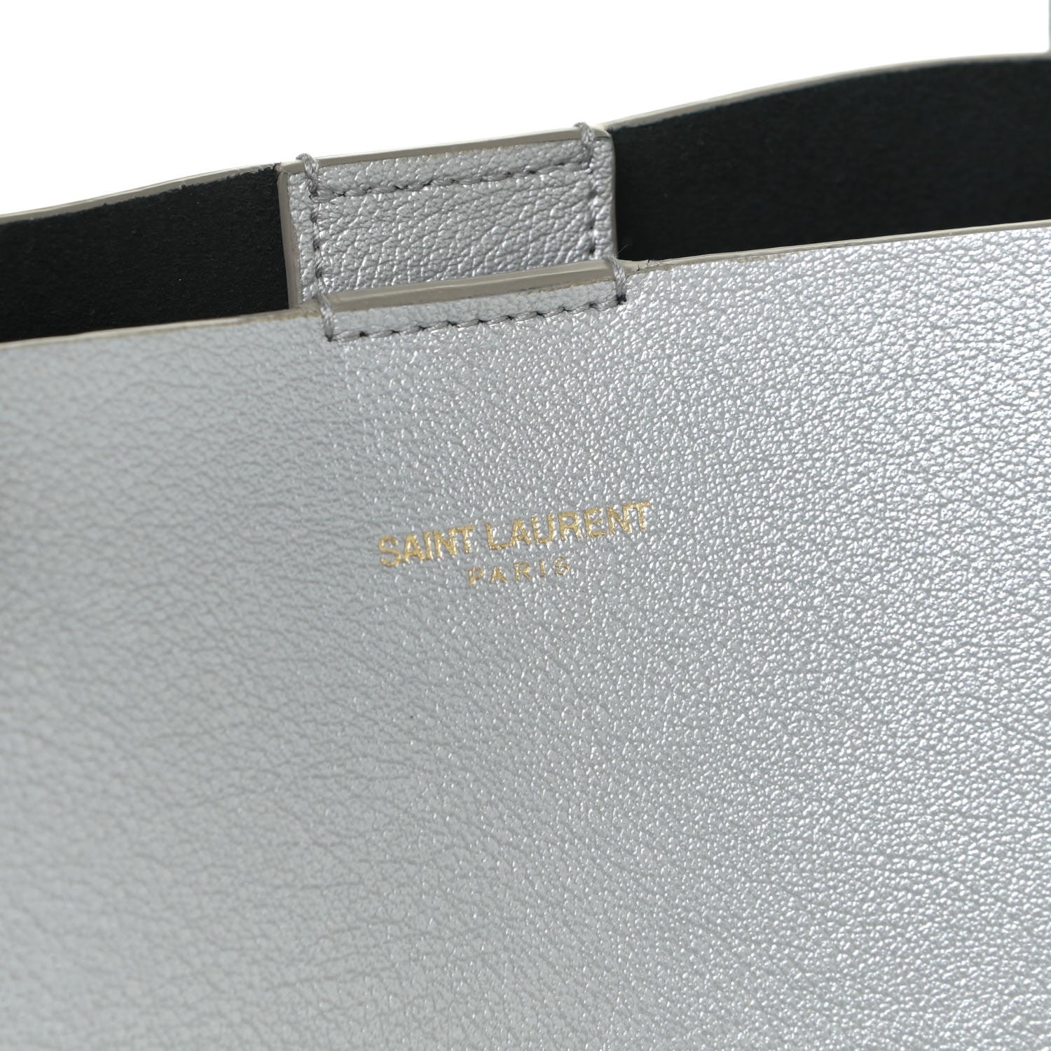 Saint Laurent Metallic Calfskin Large Shopping Tote Silver 14 of 17