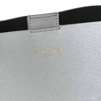 Saint Laurent Metallic Calfskin Large Shopping Tote Silver 14 of 17