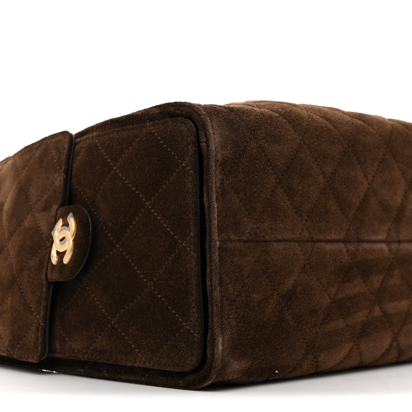 Suede Quilted Small Chanel 25 Handbag Dark Brown