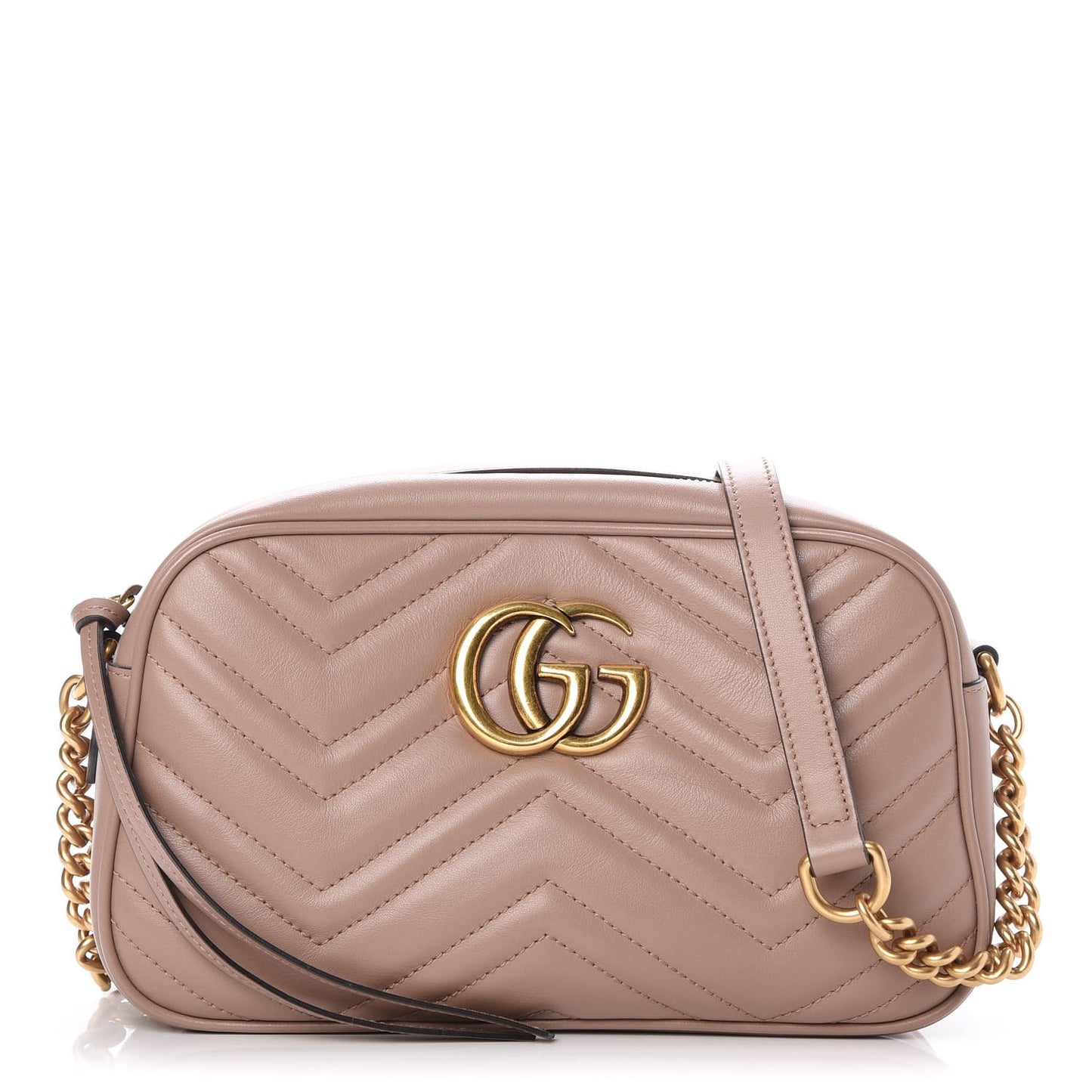 Calfskin Matelasse Small GG Marmont Chain Shoulder Bag Taupe