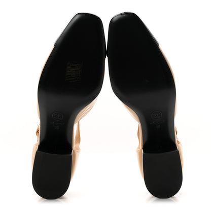 Chanel Shiny Lambskin CC Cap Toe Mary Janes Pumps 39 Beige Black 6 of 10