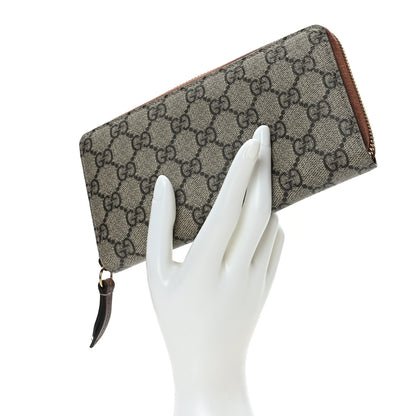 Gucci GG Supreme Monogram Cuoio Toscano Zip Around Wallet Beige Ebony Cuir 3 of 12