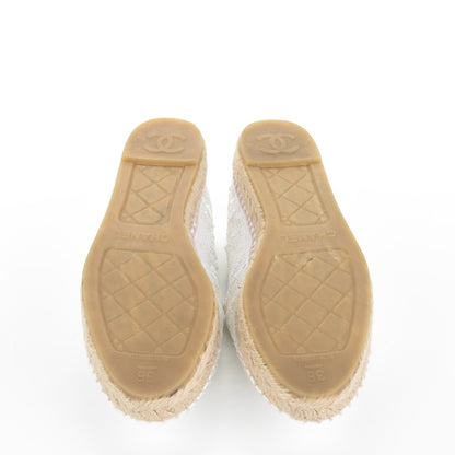 Chanel Patent Sequin CC Espadrilles 36 White 5 of 8