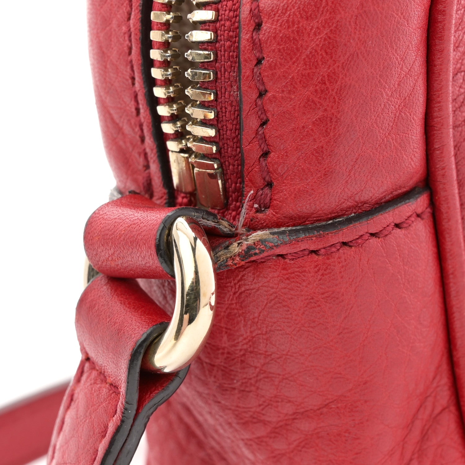 Gucci Pebbled Calfskin Small Soho Disco Bag Vibrant Red 13 of 14