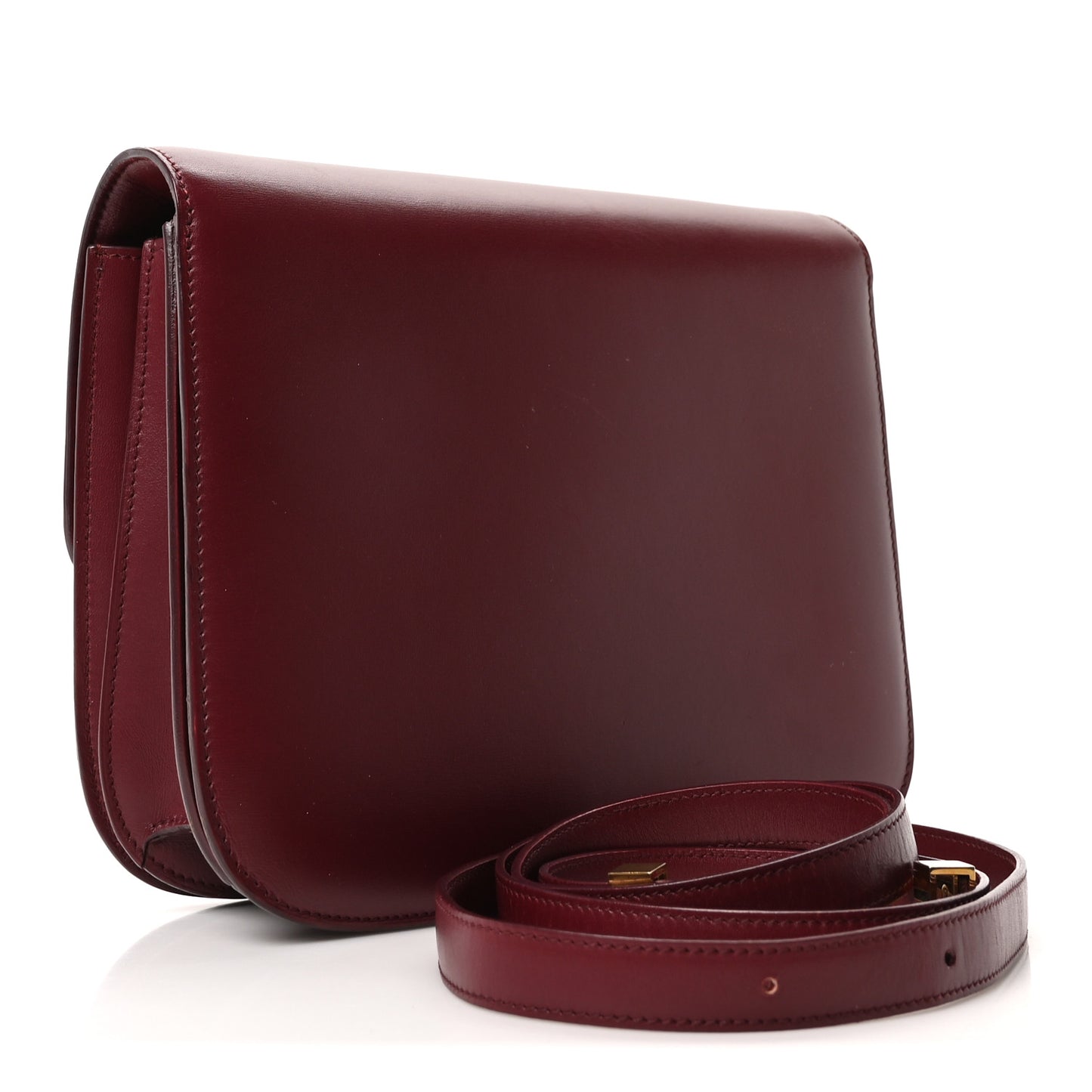 Box Calfskin Medium Classic Box Flap Bag Burgundy