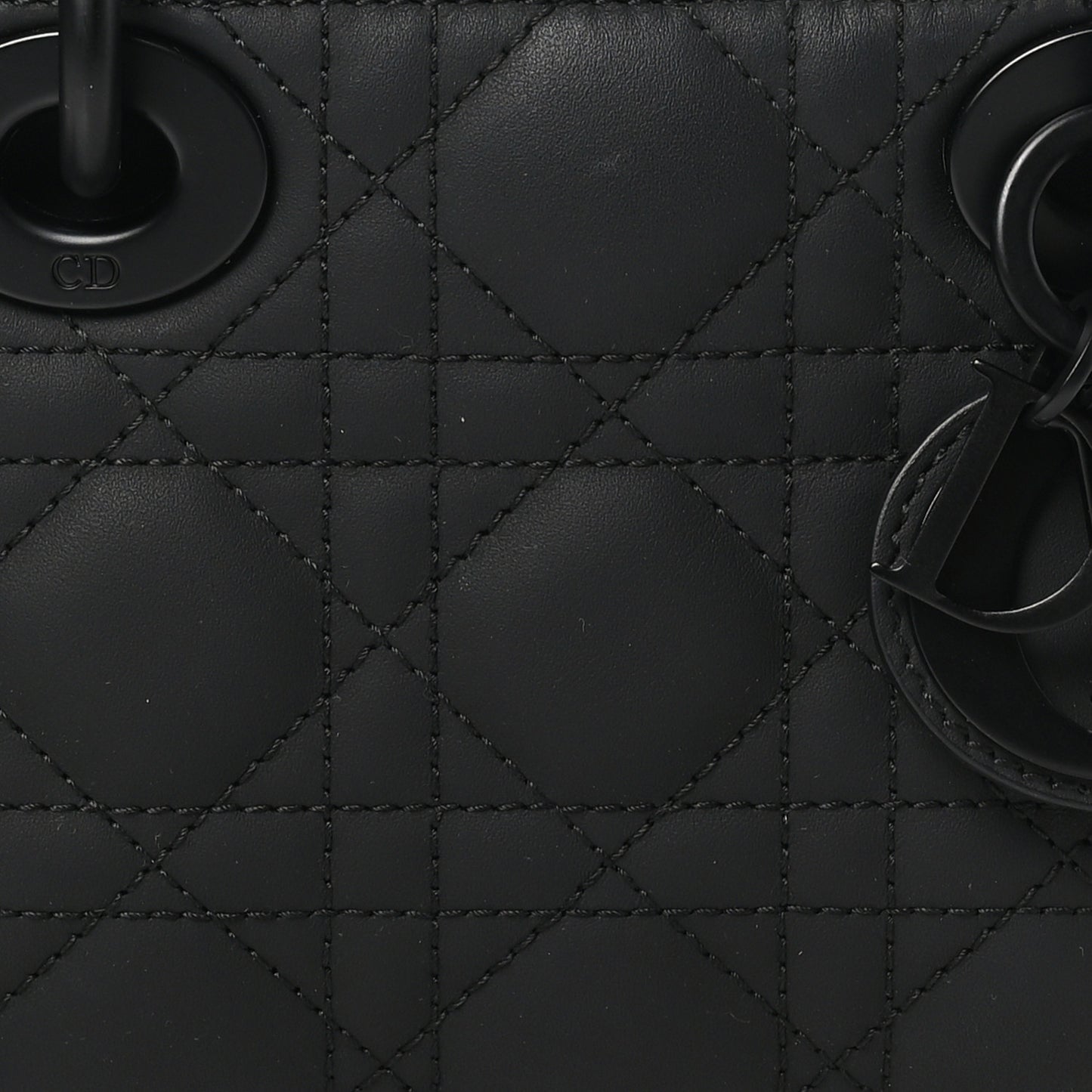 Ultra Matte Calfskin Cannage Medium Lady D-Joy Black