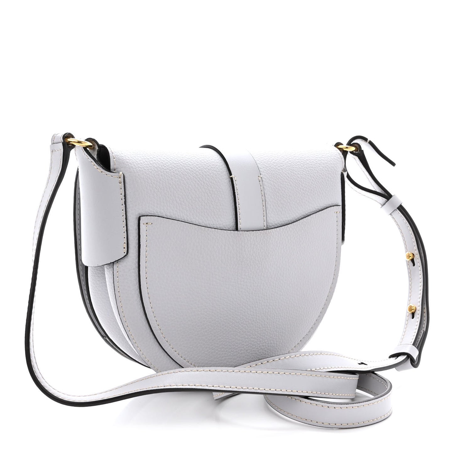 Grained Calfskin Small Darryl Saddle Crossbody Bag Light Cloud