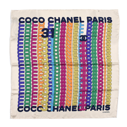 Chanel Silk Twill Printed Bandana Ecru Black Multicolor 1 of 3