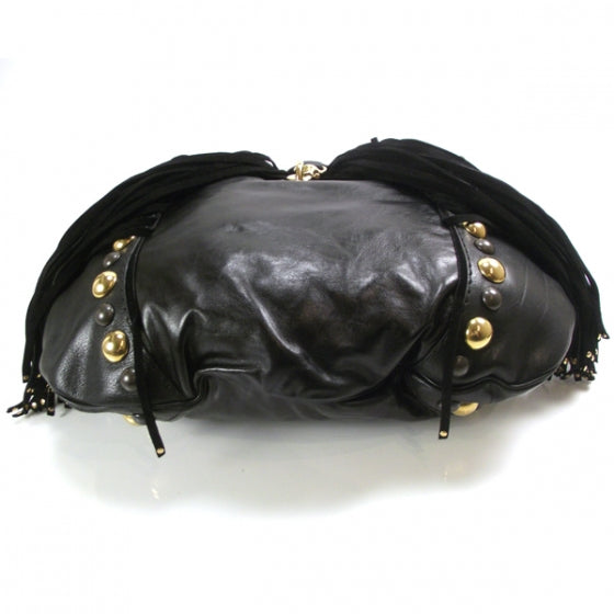 Gucci Leather Suede Fringe Babouska Hobo Black 4 of 11