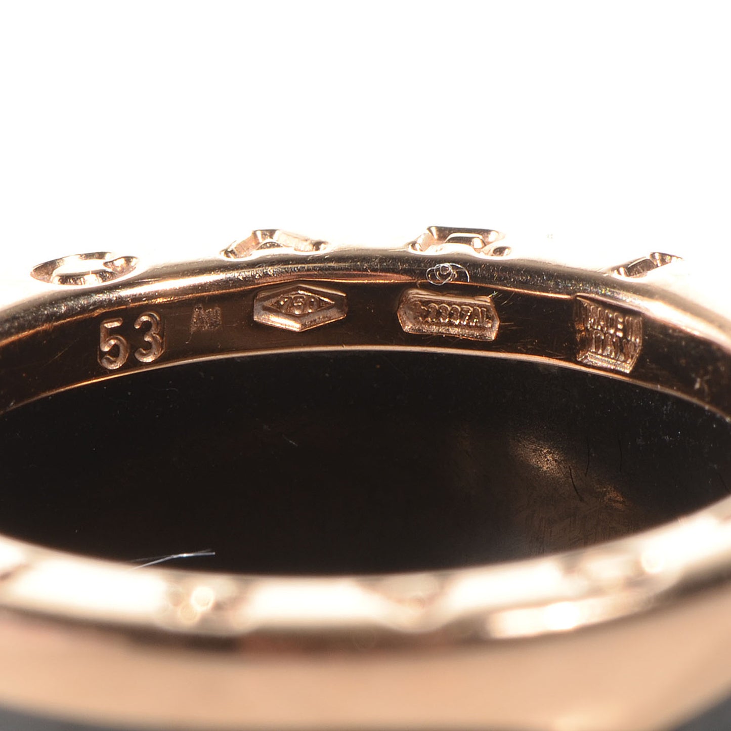 BVLGARI 18k Pink Gold Ceramic B.Zero1 4 Band Ring 53 US 6.25 Black