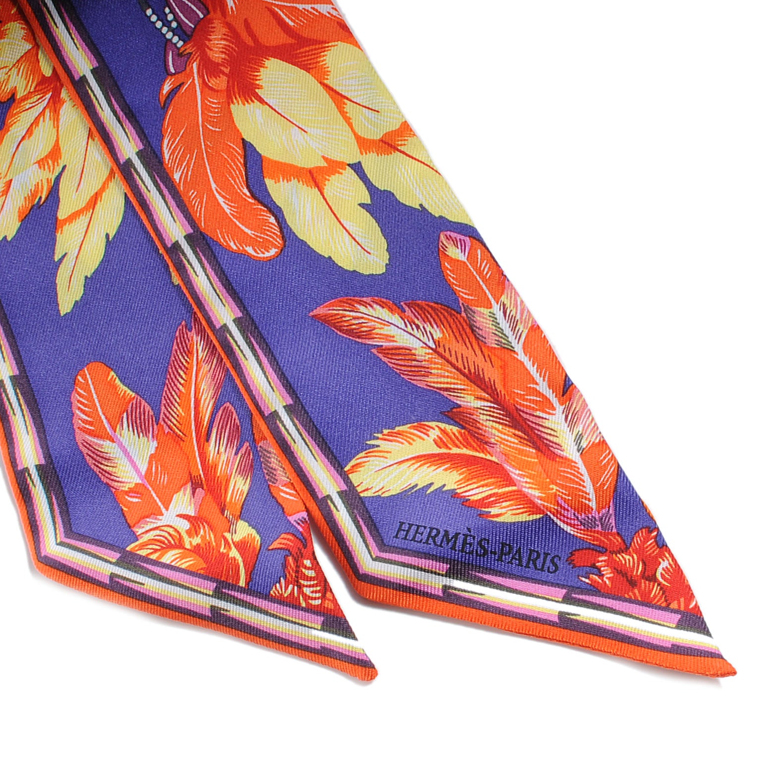 Hermes Silk Brazil Twilly Scarf Iris Orange Jaune 2 of 5