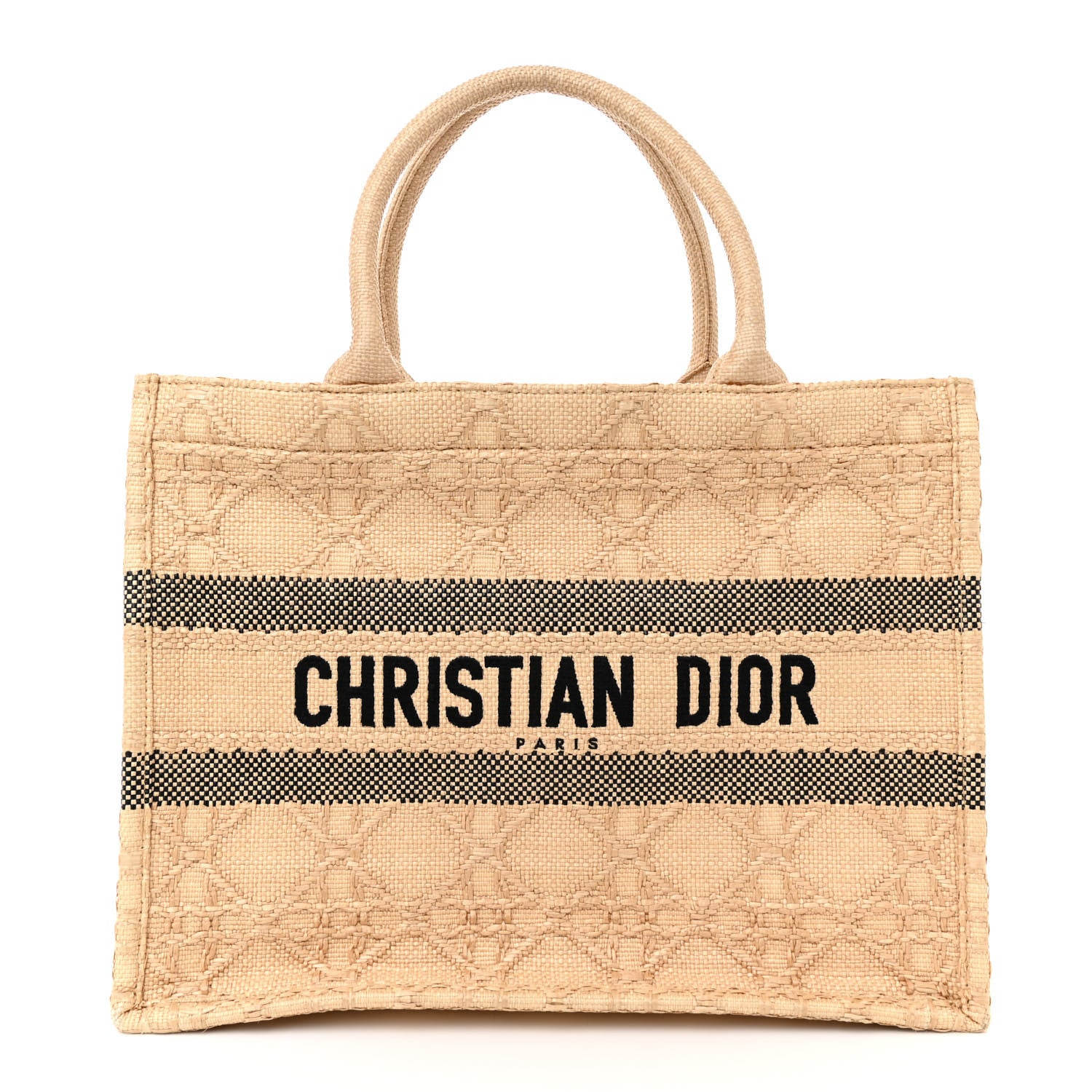 Christian Dior CHRISTIAN DIOR Raffia Cannage Medium Book Tote Natural 1 of 16