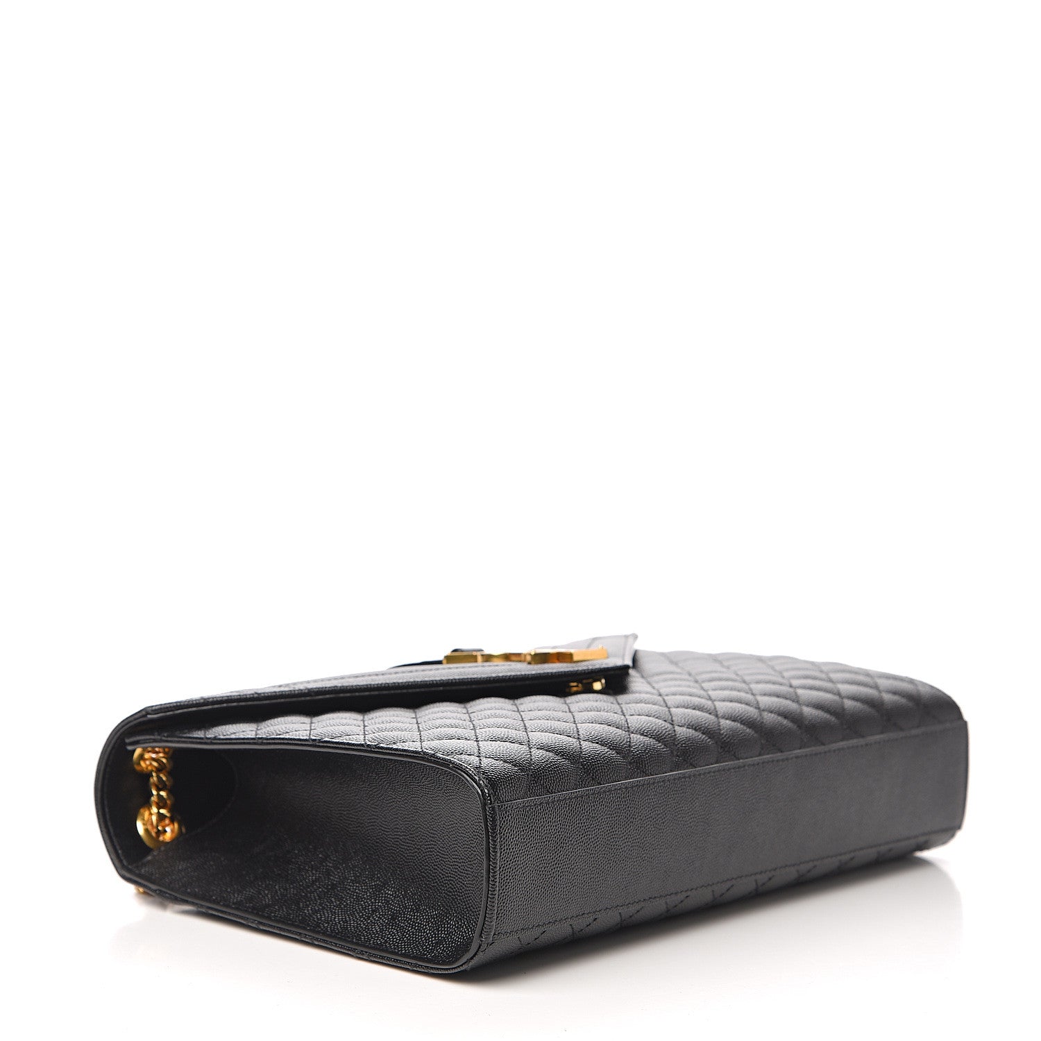 Saint Laurent Grain De Poudre Textured Mixed Matelasse Large Triquilt Monogram Satchel Black 3 of 9