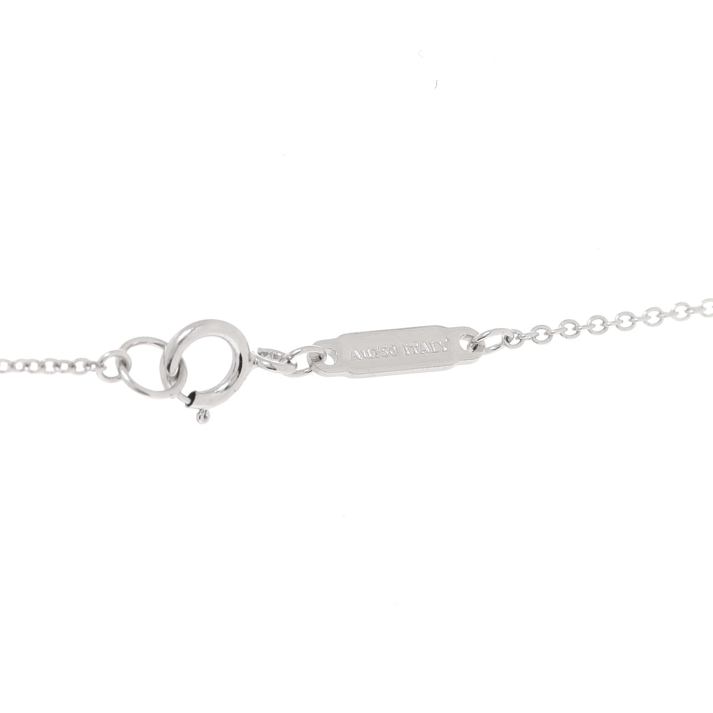 18K White Gold Diamond Tiffany T Baguette Pendant Necklace