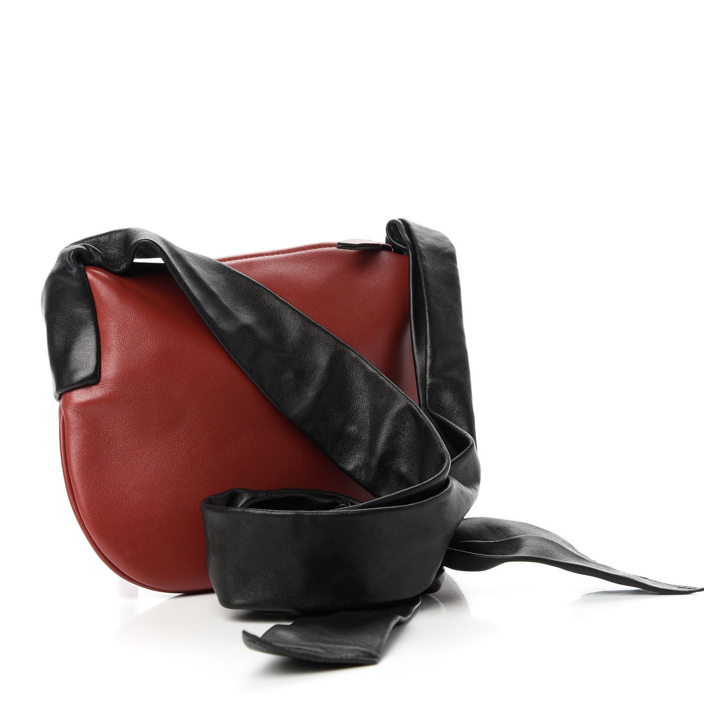 Lambskin Calfskin Small Ribbon Shoulder Bag Merlot