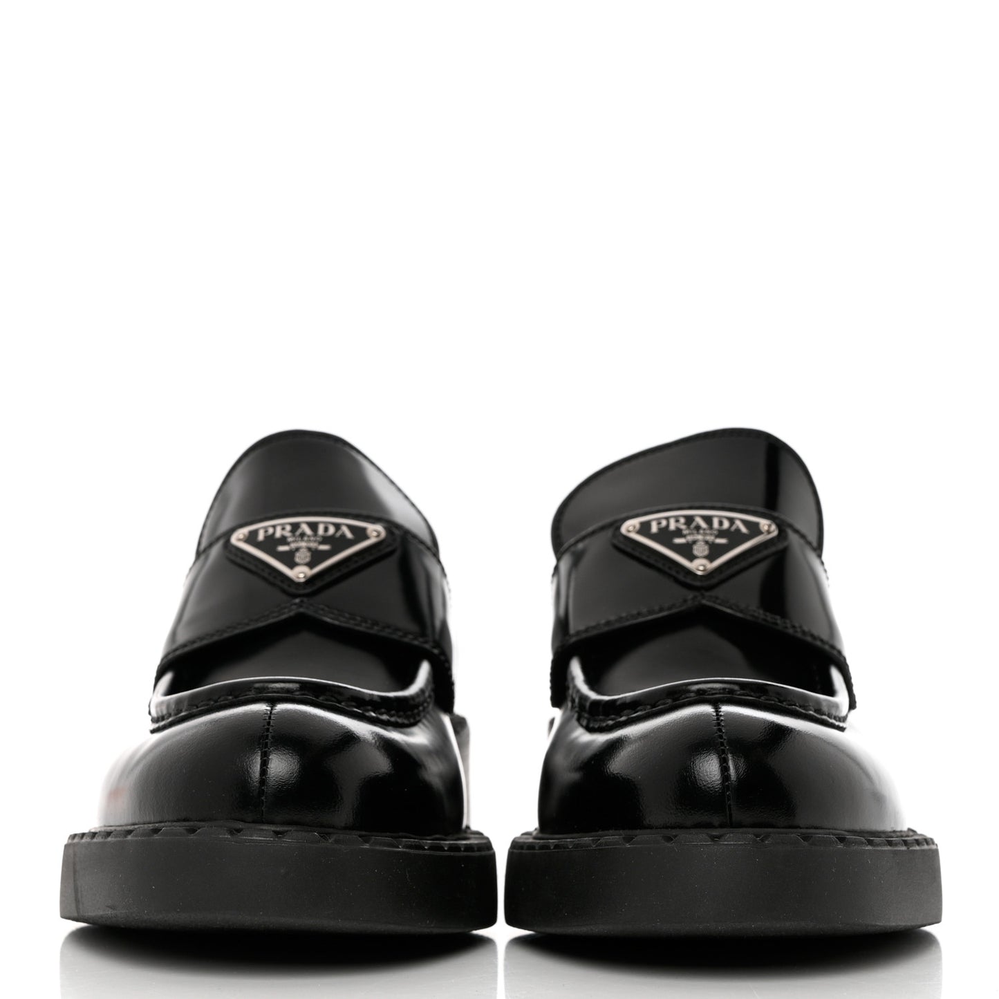 Spazzolato Metal Triangle Logo 50mm Loafers 36.5 Black