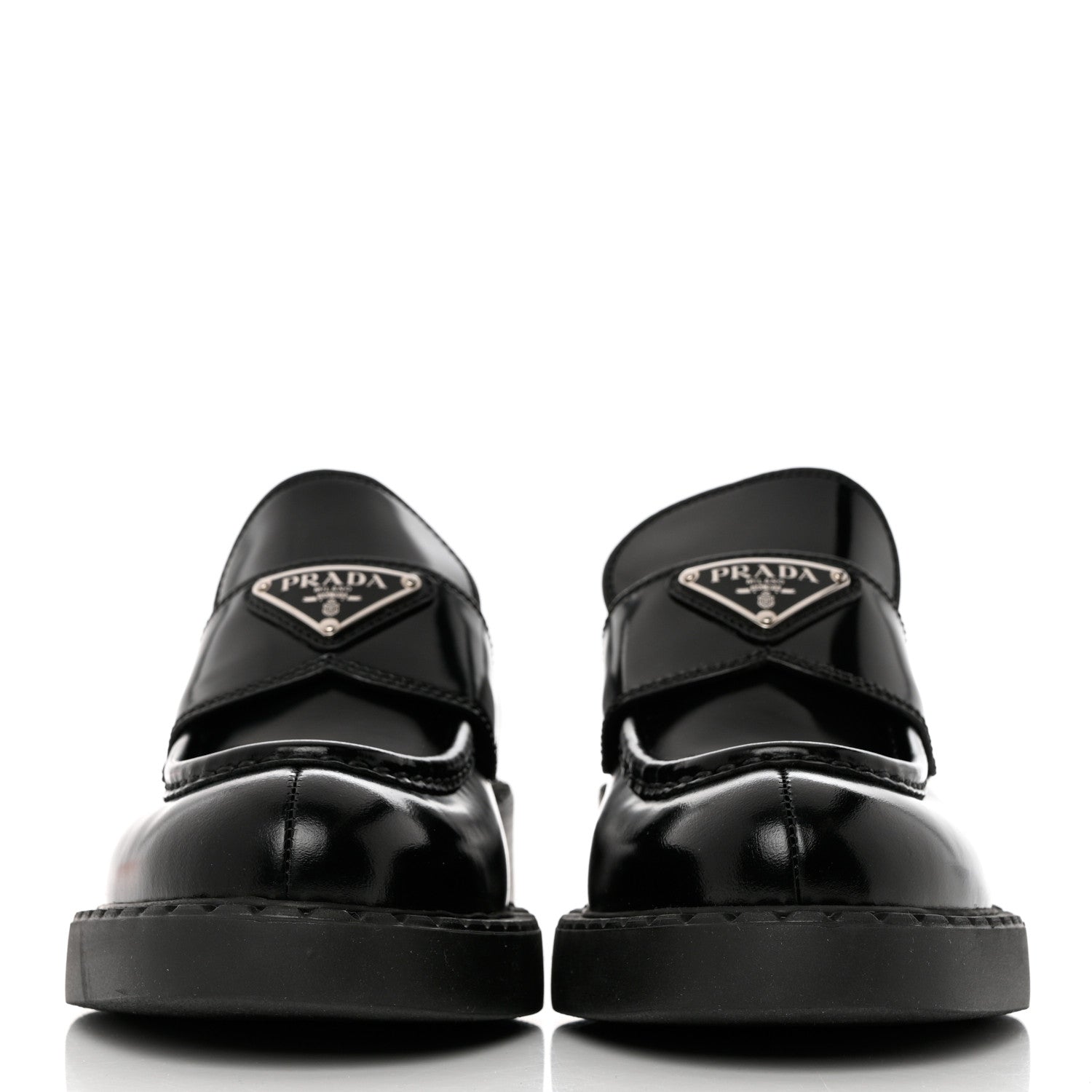 Prada Spazzolato Metal Triangle Logo 50mm Loafers 36.5 Black 2 of 9