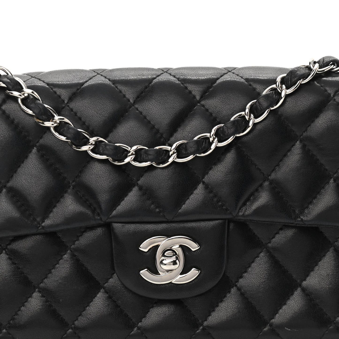 Lambskin Quilted East West Flap Black