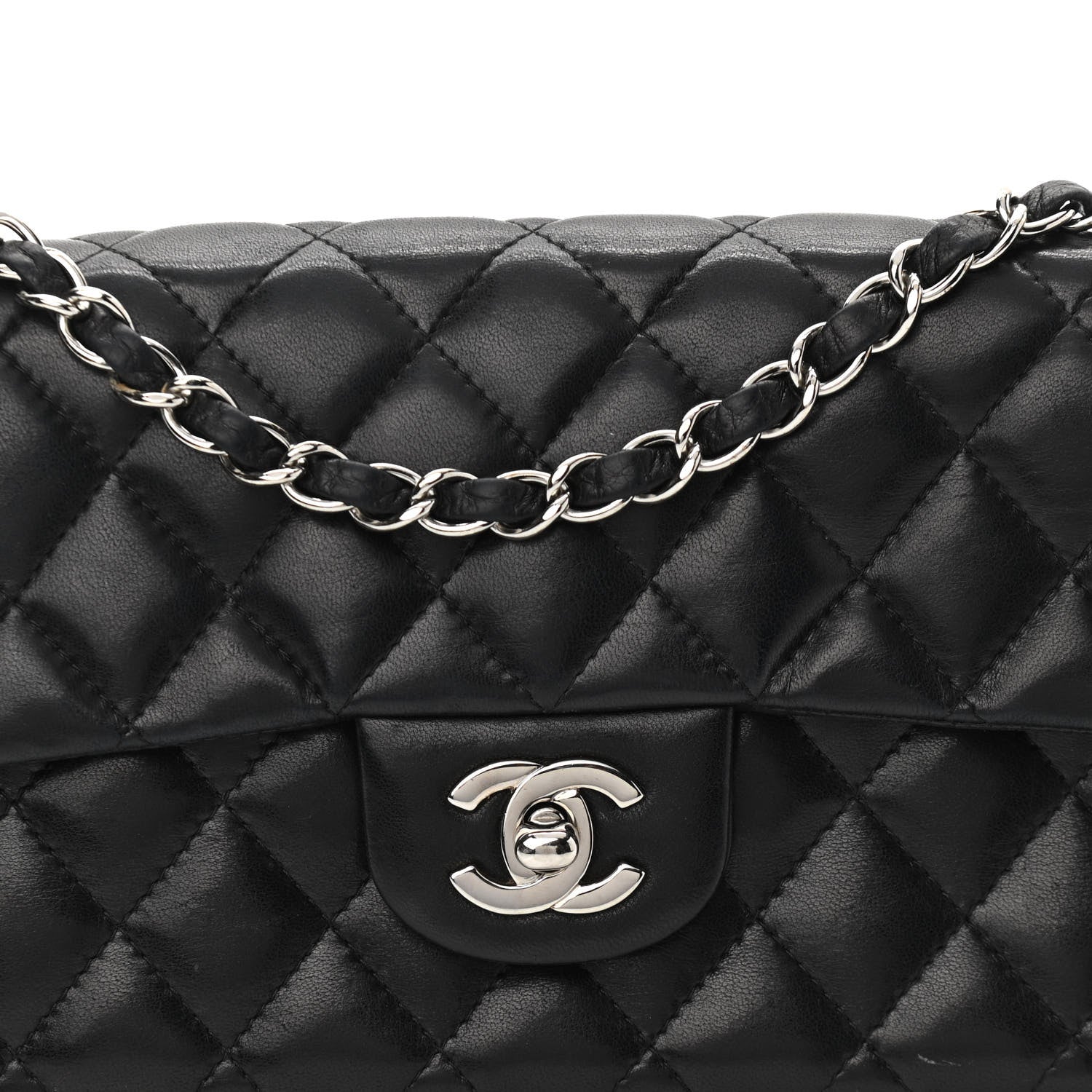 Chanel Lambskin Quilted East West Flap Black 8 of 10