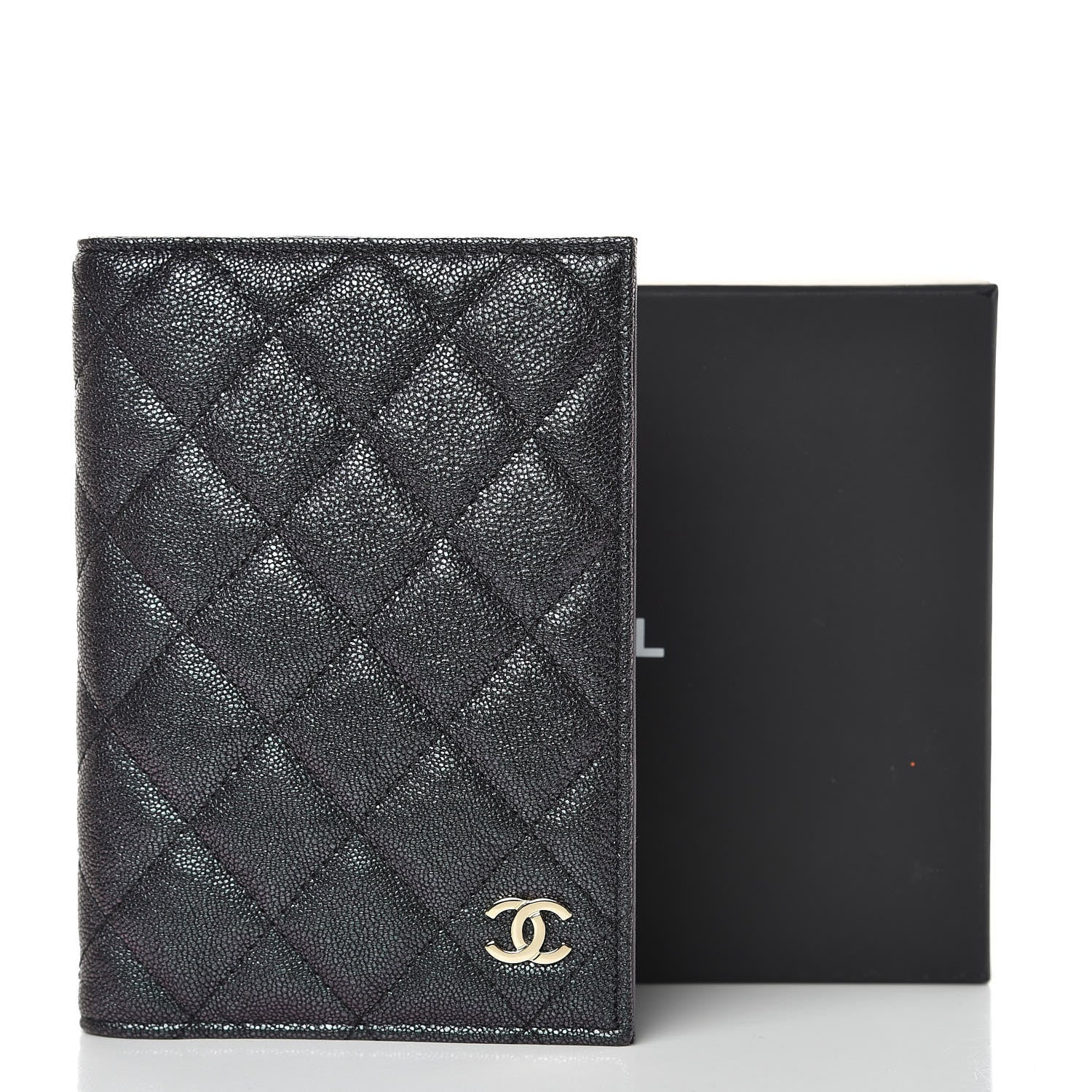 Chanel Iridescent Caviar Quilted Passport Holder Black 8 of 8