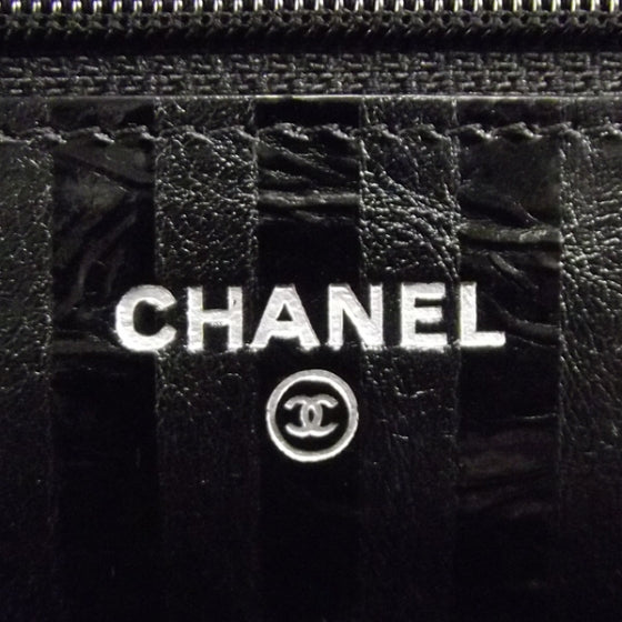 Chanel Striped Reissue Wallet On Chain Black 8 of 11