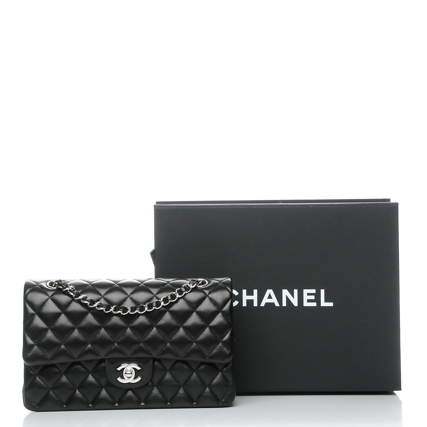Chanel Lambskin Quilted Medium Double Flap Black 8 of 8