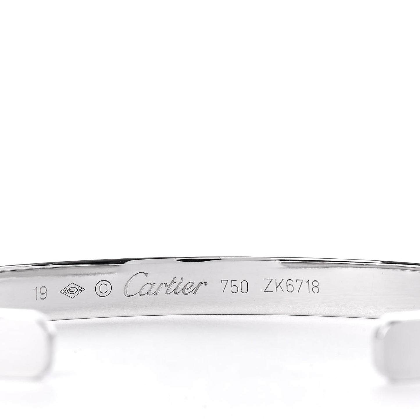 18K White Gold LOVE Cuff Bracelet 19