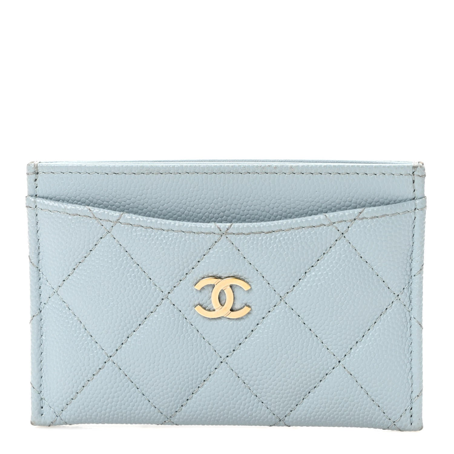 Chanel Caviar Quilted Card Holder Light Blue 1 of 8