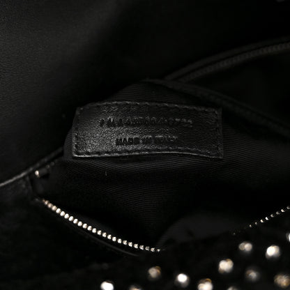 Saint Laurent Velvet Lambskin Quilted Rhinestone Sade Puffer Envelope Clutch Black 7 of 10