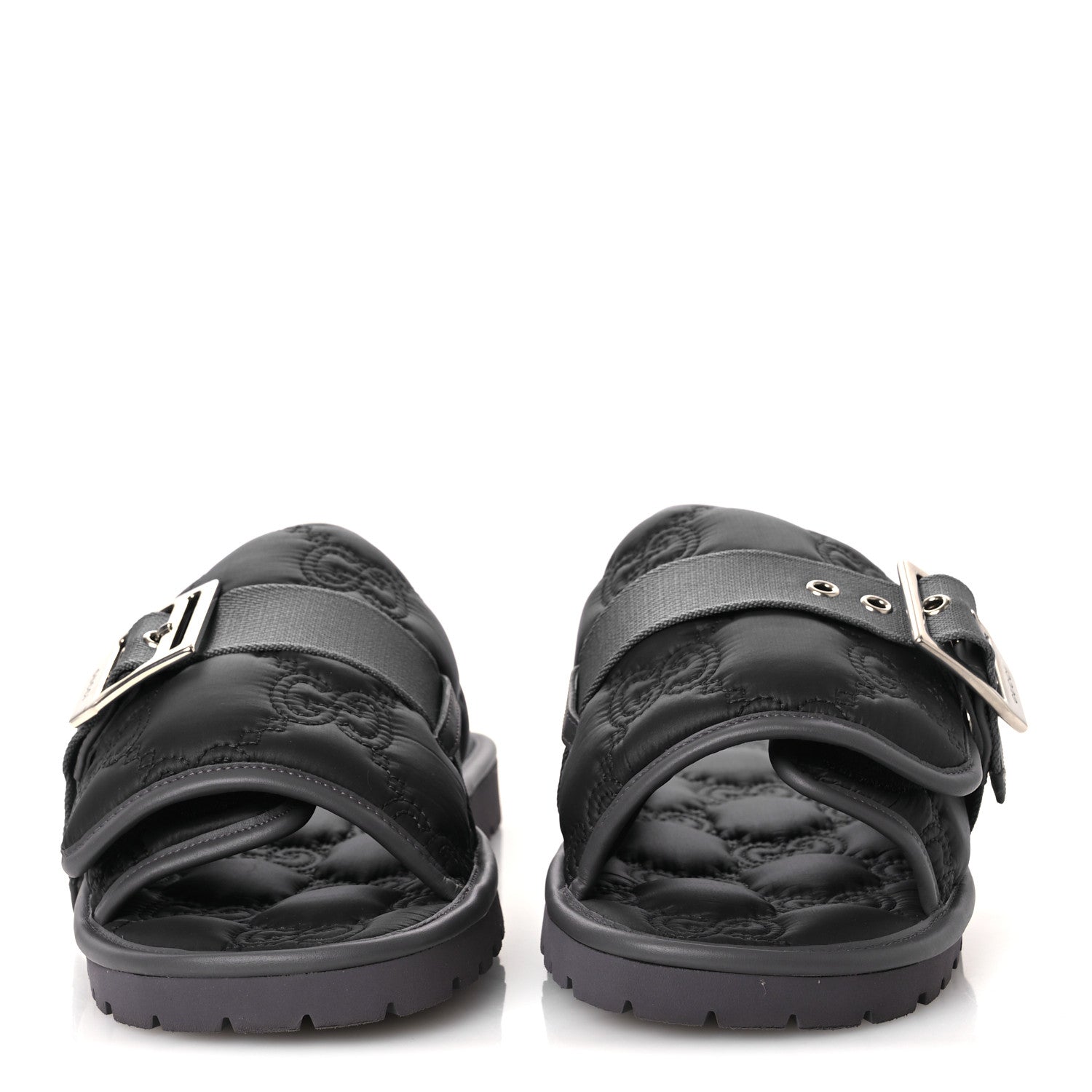Gucci Nylon Calfskin GG Matelasse Mens Slide Sandals 11 Blue Grey 3 of 10