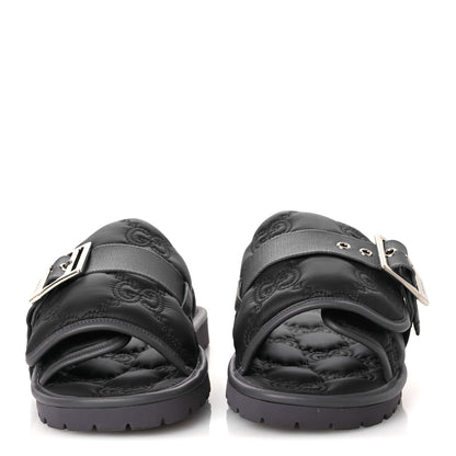Gucci Nylon Calfskin GG Matelasse Mens Slide Sandals 11 Blue Grey 3 of 10