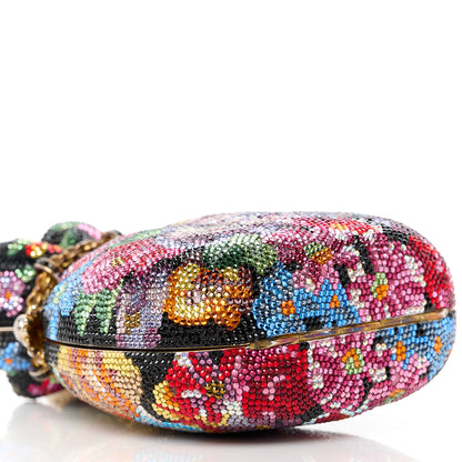 Judith Leiber Swarovski Crystal Floral Minaudiere Clutch Gold Multicolor 12 of 13