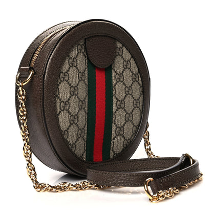 Gucci GG Supreme Monogram Web Mini Ophidia Round Shoulder Bag Brown 3 of 11