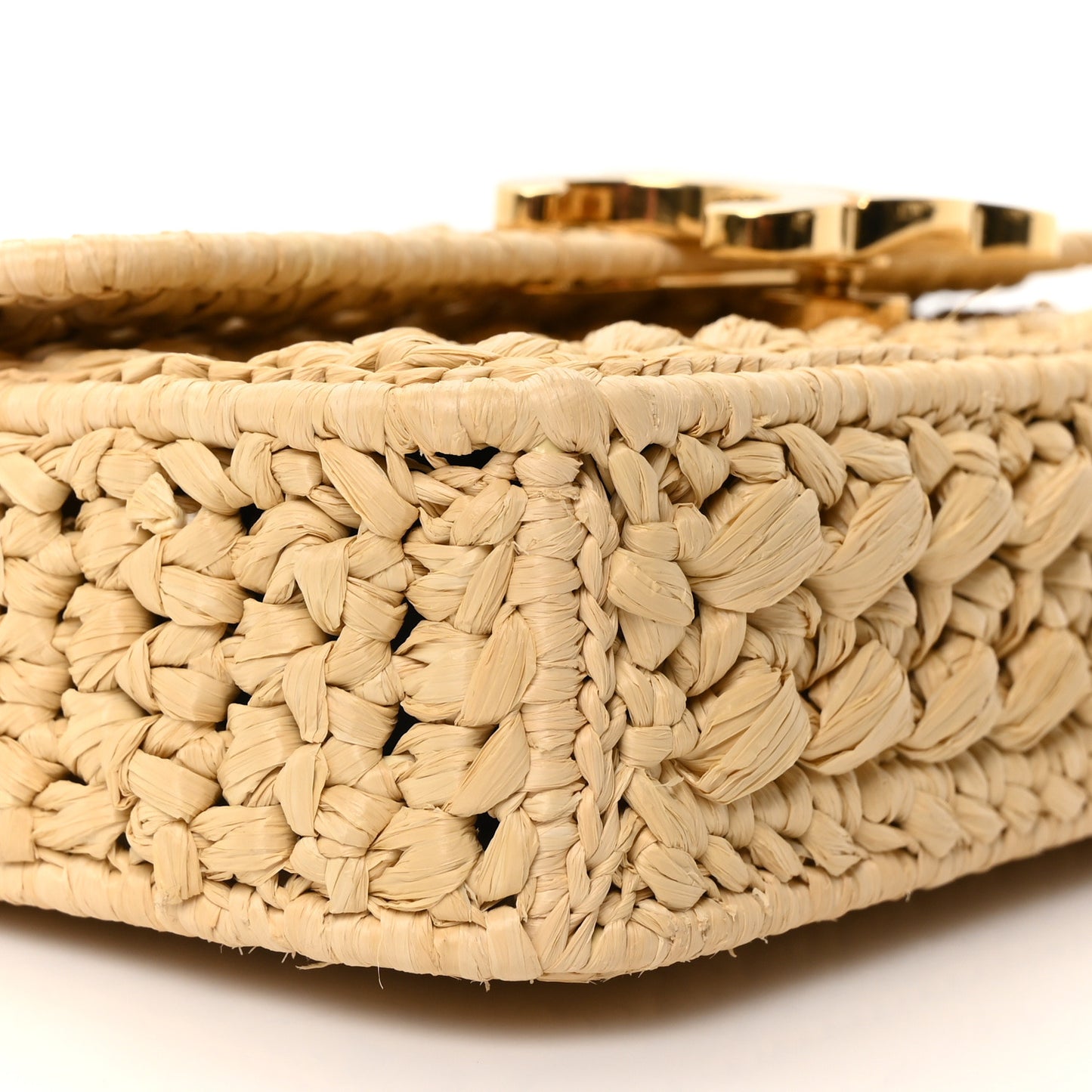 Raffia Effect Claude Chain Shoulder Bag Natural