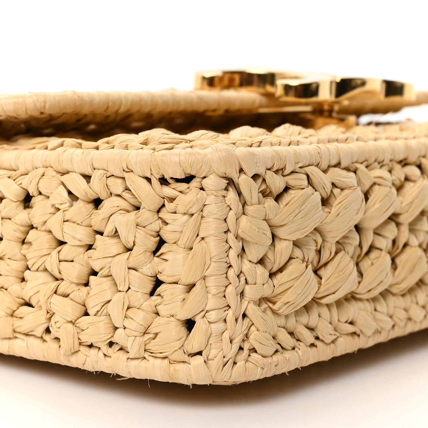 Celine Raffia Effect Claude Chain Shoulder Bag Natural 8 of 9