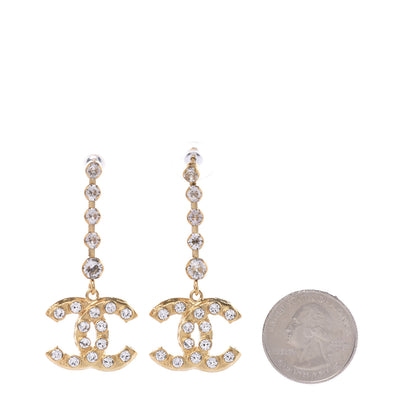 Chanel CC Crystal Drop Earrings Gold 2 of 5