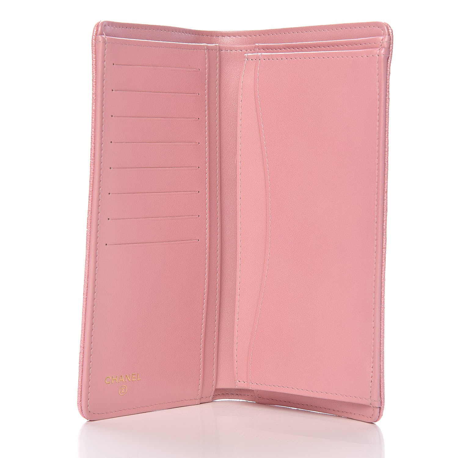Chanel Iridescent Caviar Quilted Yen Wallet Rose Pink 5 of 9