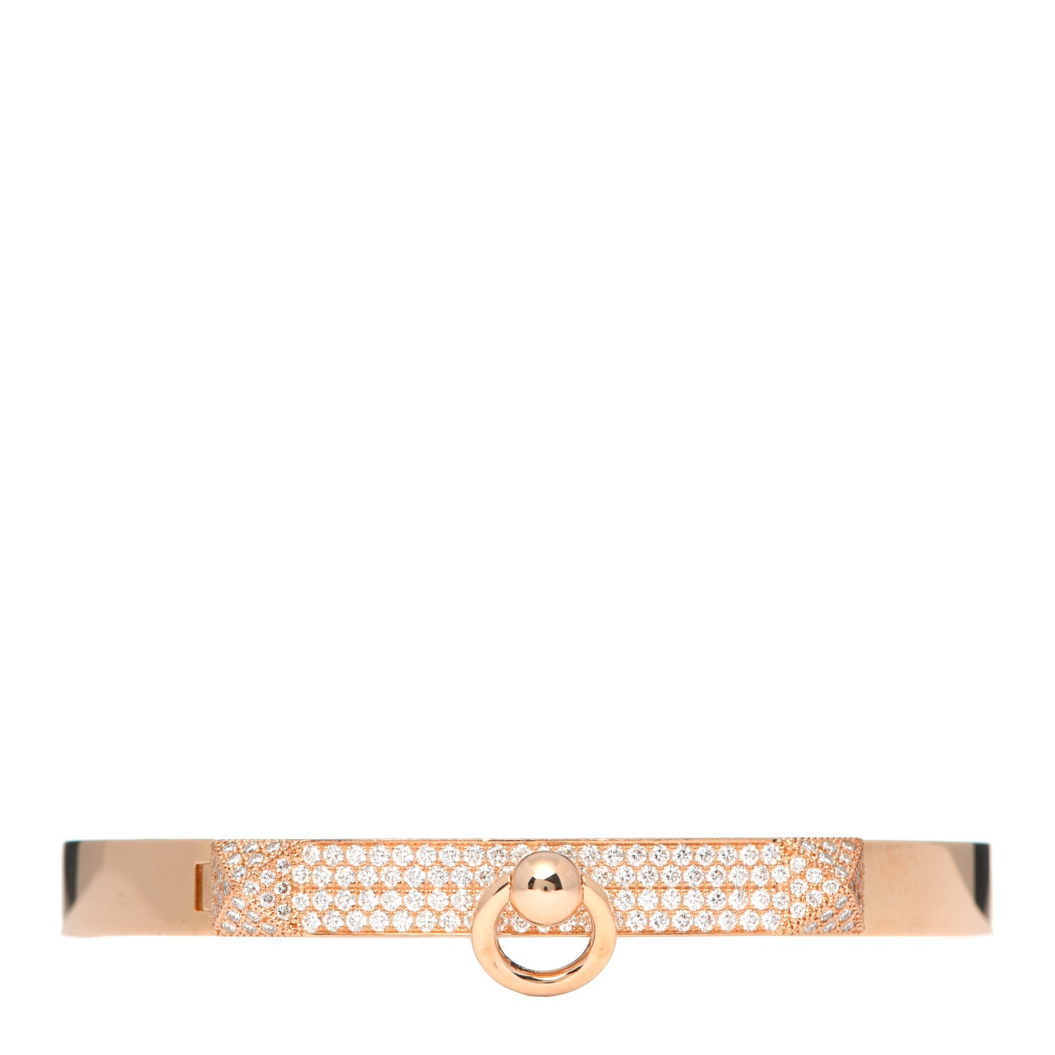 Hermes 18K Rose Gold Diamond PM Collier De Chien Pave Bracelet SH 1 of 5