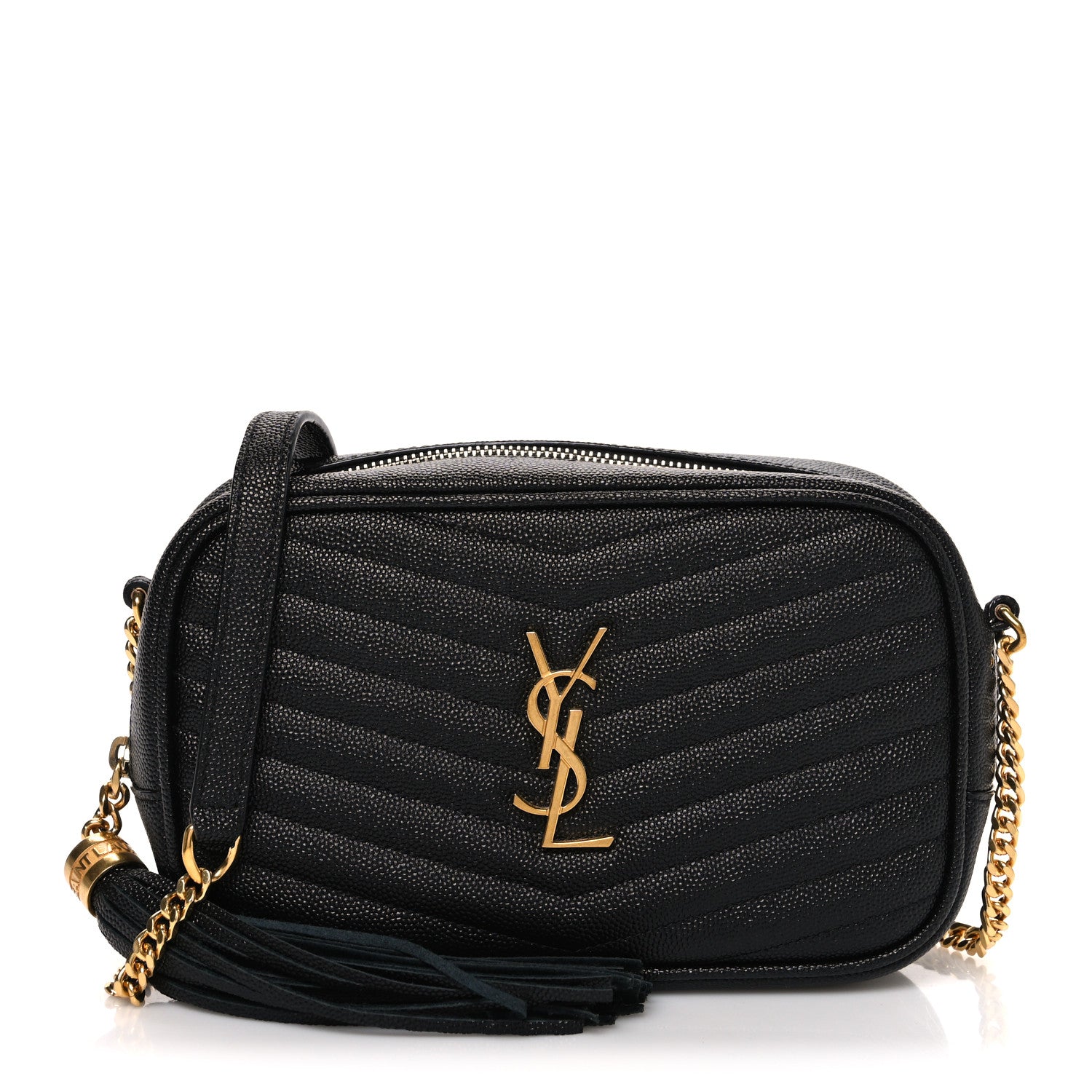 Saint Laurent Grain De Poudre Matelasse Monogram Mini Lou Camera Bag Black 1 of 9