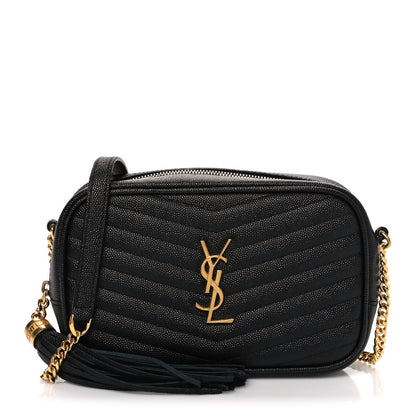 Saint Laurent Grain De Poudre Matelasse Monogram Mini Lou Camera Bag Black 1 of 9