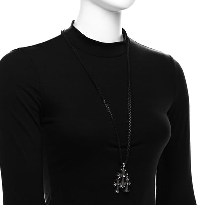 Chrome Hearts Sterling Silver Leather Triple Cross Pendant Necklace 2 of 7