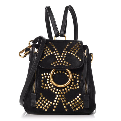 Chloe Suede Calfskin Studded Mini Faye Backpack Full Blue 1 of 7