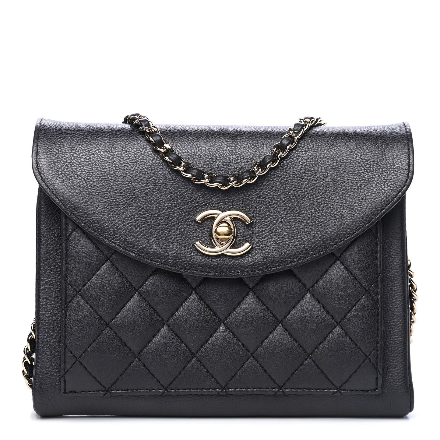 Calfskin Quilted Smart Pocket Crossbody Bag Black