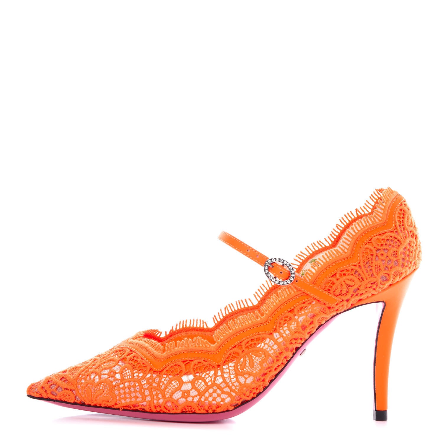 Gucci Lace Pizzo Venice Pumps 35.5 Orange Fluo 1 of 9