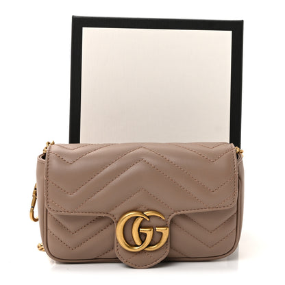 Gucci Calfskin Matelasse Super Mini GG Marmont Shoulder Bag Porcelain Rose 11 of 11