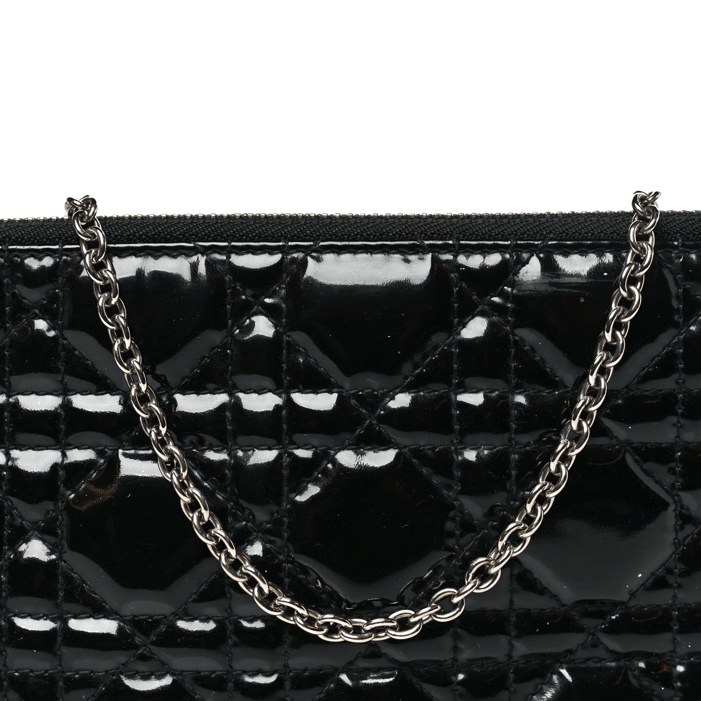 Patent Cannage Lady Dior Pochette Black