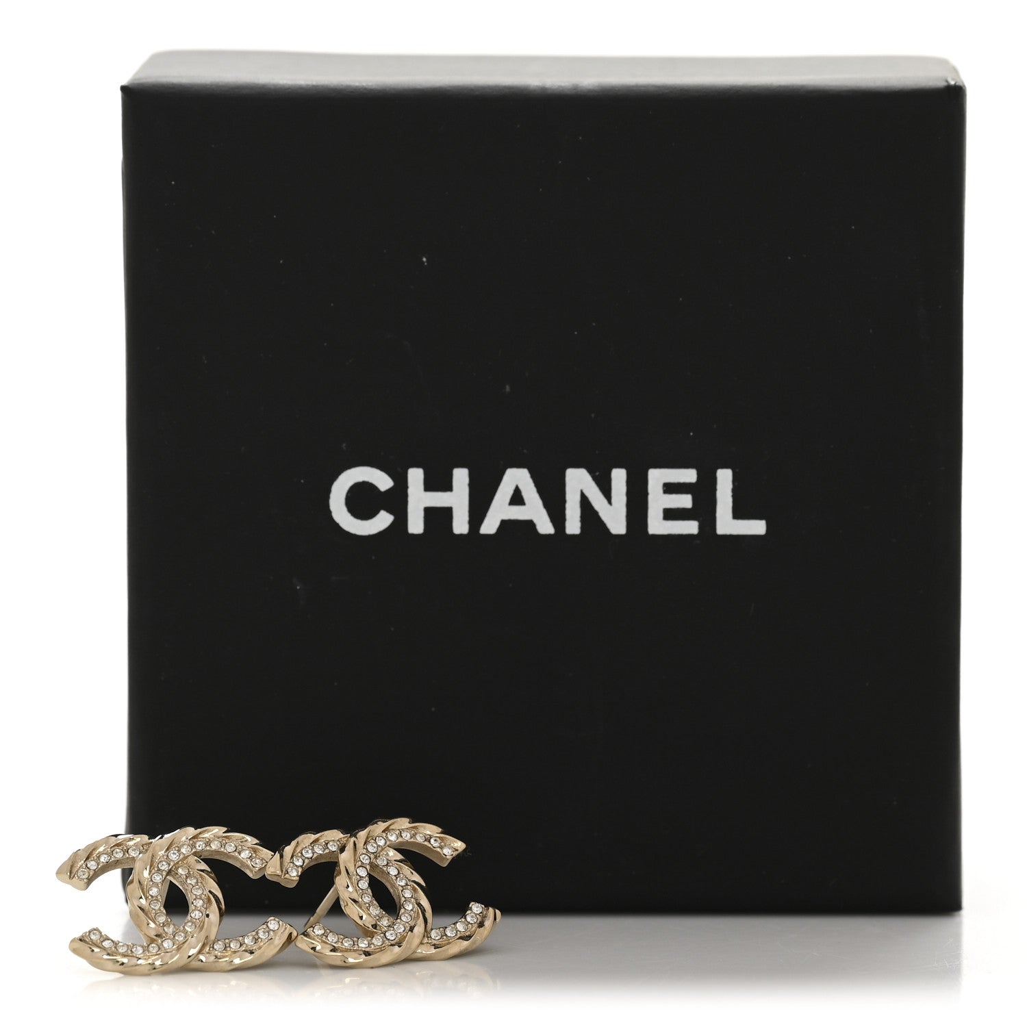 Chanel Crystal CC Earrings Gold 6 of 6
