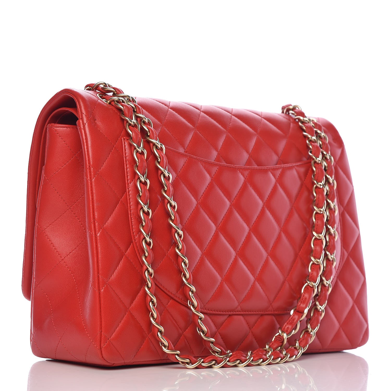 Chanel Lambskin Quilted Maxi Double Flap Red 3 of 17