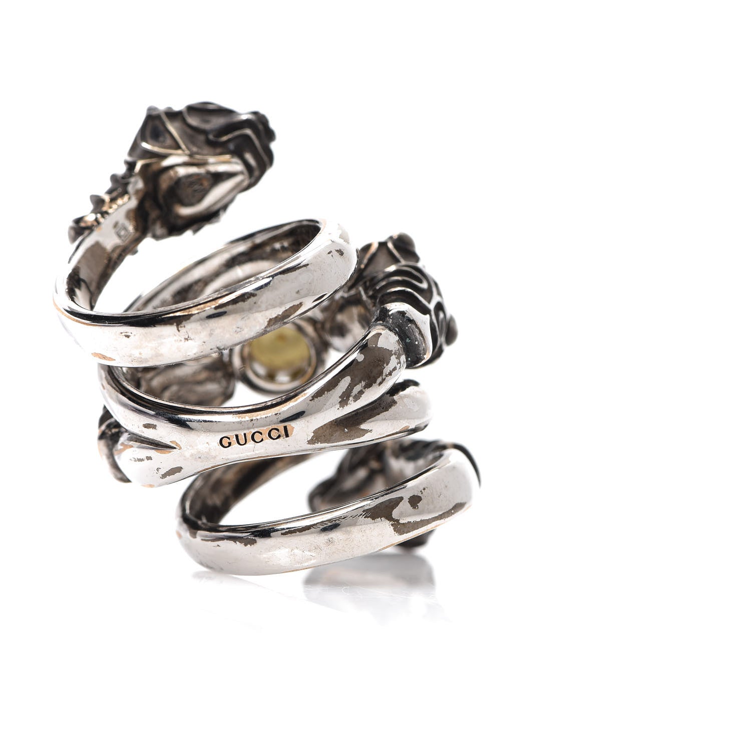 Gucci Pearl Tiger Heads Double Wrap Ring 9.5 Silver 7 of 7